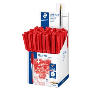 430 Stick Ball Red Pens, Box Display (PK1)