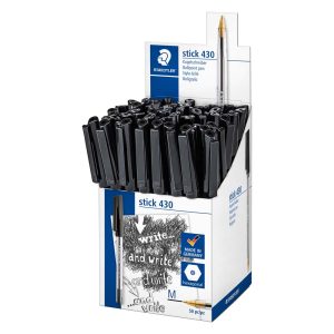 430 Stick Ball Black Pens, Box Display (PK1)