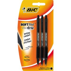 Wholesale Bic Clic Soft Feel Grip Pen Black (3) - 8900471
