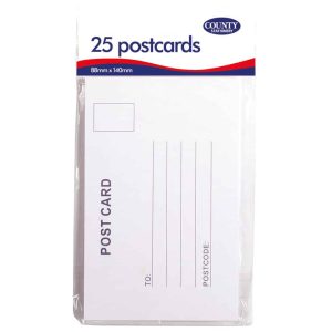 Wholesale 25 White Postcards, Hang Pack - C230