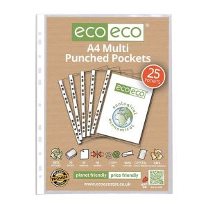 Wholesale A4 100% Recycled Bag 25 Multi Punched Pockets - eco009