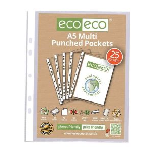 Wholesale A5 100% Recycled Bag 25 Multi Punched Pockets - eco012