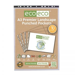 A3 100% Recycled Bag 10 Premier Landscape Multi Punched Pockets (PK20)
