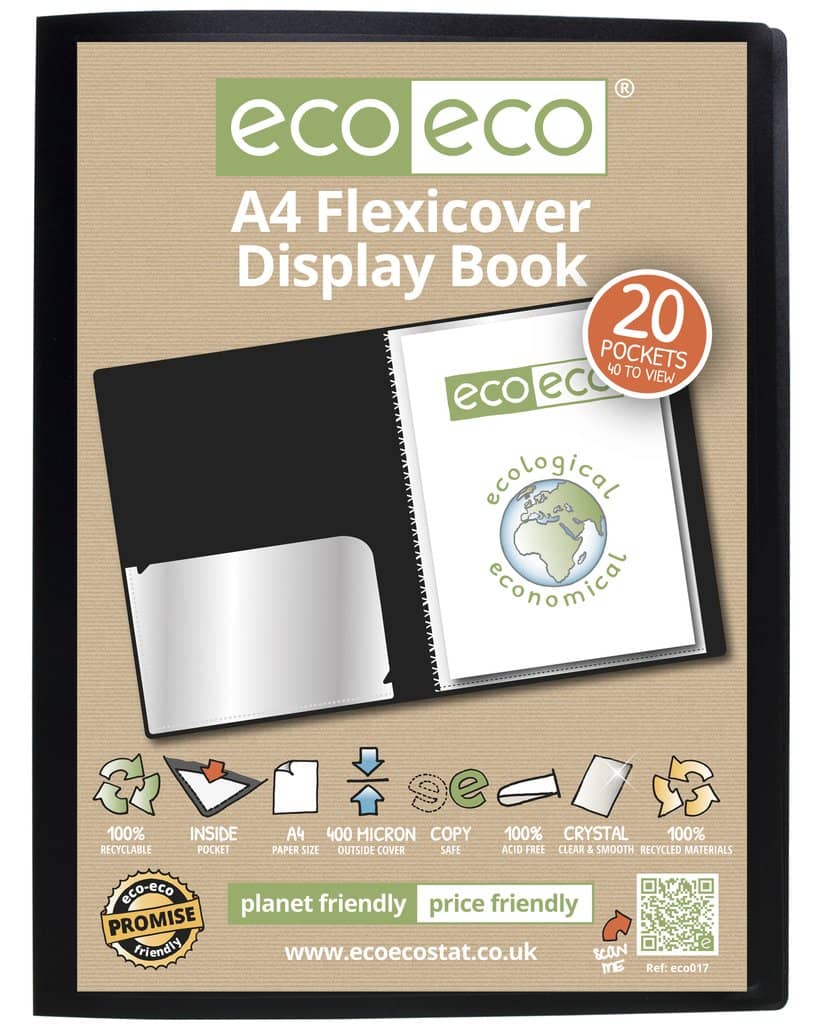 Wholesale A4 100% Recycled 20 Pocket Flexicover Display Book - eco017