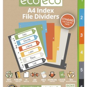 A4 50% Recycled Set 6 Index File Dividers (PK12)