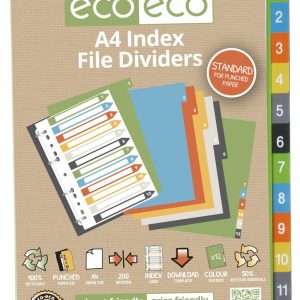 A4 50% Recycled Set 12 Index File Dividers (PK12)