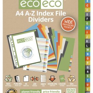 A4 50% Recycled Set 24 A-Z Wide Index File Dividers (PK12)