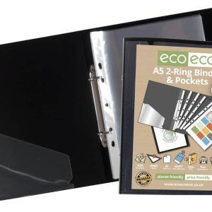 Wholesale A5 65% Recycled Presentation Ring Binder with 12 Multi Punched Pockets - eco045