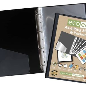 Wholesale A4 65% Recycled Presentation Ring Binder with 12 Multi Punched Pockets - eco046