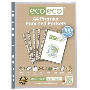 A4 100% Recycled Bag 100 Premier Multi Punched Pockets (PK10)