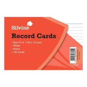Wholesale 100 White Ruled Record Cards, 152x102mm - 564W