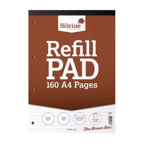 Wholesale Silvine A4 Refill Pad, 160 pages, Feint (Brown cover) - A4RPF