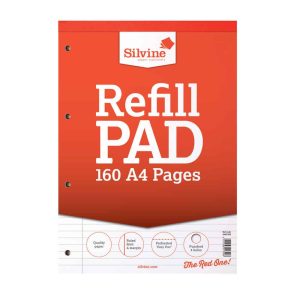 Wholesale Silvine A4 Refill Pad, 160 pages, Feint & Margin (Red cover) - A4RPFM