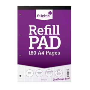 Wholesale Silvine A4 Refill Pad, 160 pages, 2,10,20mm Graph (Purple cover) - A4RPG