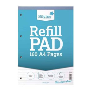 Wholesale Silvine A4 Refill Pad, 160 pages, N. Feint & Margin (Light Blue cover) - A4RPNM