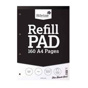 Wholesale Silvine A4 Refill Pad, 160 pages, Plain (Black cover) - A4RPP