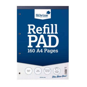 Wholesale Silvine A4 Refill Pad, 160 pages, 5mm Squares (Dark Blue cover) - A4RPX