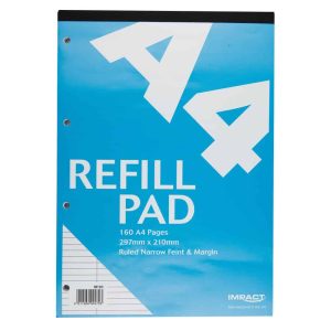Wholesale Impact A4 Refill Pad, 160 pages,  Narrow Feint & Margin - M103