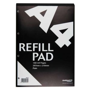 Wholesale Impact A4 Refill Pad, 160 pages, Plain (Black cover) - M105