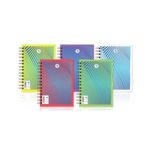 Wholesale Fashion A6 Twin Wire PP Cover Notebook 140 pages 70gsm 5 Assorted Designs - PADPPA6