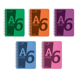 Wholesale A6 Frosted Polyprop Covered Twin Wire Notebook, 160 pages, 5 Asst Colours - POLYA6AC