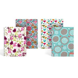 Wholesale Silvine A4+ Twin Wire Notebook, Hearts & Flowers Design, 160 pages - TWA4MW