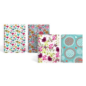 Wholesale Silvine A5+ Twin Wire Notebook, Hearts & Flowers Design, 160 pages - TWA5MW