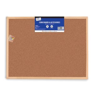 Wholesale Cork Notice Board, 400x600mm, 6 Pins, Hanging Cord & Hooks - 4288