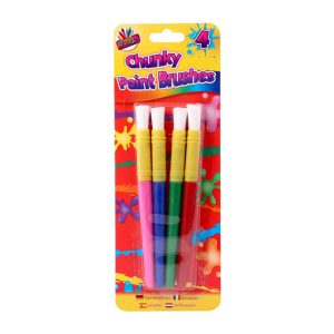 Wholesale Chunky Plastic Handle Paint Brushes, 4’S, Blister Carded - 5123