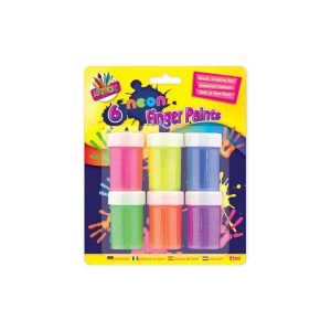Wholesale 6 Neon Finger Paint Pots, 25ml - 5458
