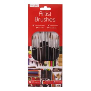 Wholesale 12 Natural Artist Brushes - 6718