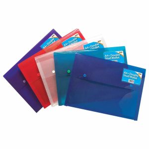 Wholesale A4+ Stud Wallet, 5 Assorted Colours, 200 micron