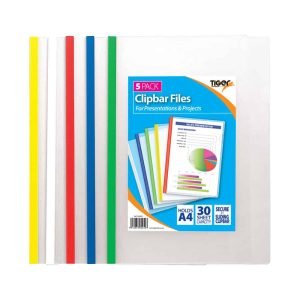Wholesale A4 Clip Bar Presentation Files, 5's, 5 Assorted Colours