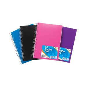 Wholesale A5 Polyprop Covered Jumbo Twin Wire Notebook, 200 Pages, 4 Ass Colours