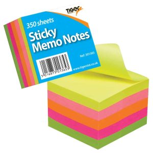 Wholesale Sticky Notes - Neon Colours 50x50mm, 350 Sheet Block