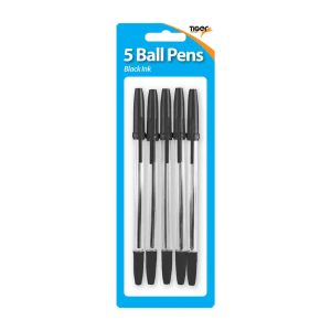 Wholesale Blister Carded Black Ballpens (5)