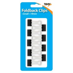 Wholesale Hang Pack Assorted Coloured Fold Back Clips 19mm (9)