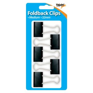 Wholesale Hang Pack Assorted Coloured Fold Back Clips 32mm (5)