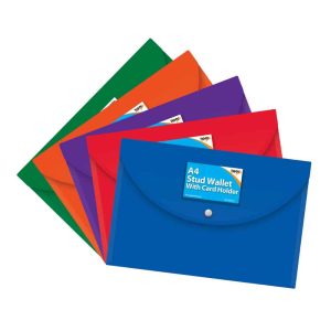 Wholesale Stud wallet A4+ Premium ID pocket - 5 colours asstd, 200 micron