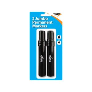 Wholesale Jumbo markers, pack of 2 black blistercarded Chisel Tipped