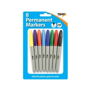 Wholesale Permanent markers, 8 different colours blistercarded Bullet Tip