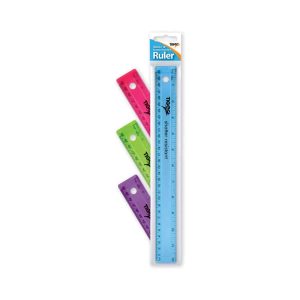 Wholesale 12" shatterproof Ruler, asstd cols, hang pack