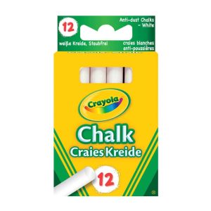 Wholesale 12 Crayola White Chalks, Anti Dust - 01.0280.10