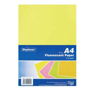 Wholesale Stephens A4 Fluorescent Paper, 9 Sheets