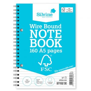 Wholesale Shorthand FSC A5 Twin wire Notebook, 160 pages, lined with margin - FSCTWA5
