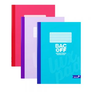 Luxpad BACOFF Anti Virus A4 Stitched Notebook 80gsm 80 Lined Page, 3 Colours - LUXNBA4BAC