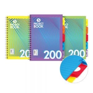 Wholesale Silvine Daze A4 Project Book 200 pages, 5 dividers,75gsm 3 Assorted Designs - PADPBA4