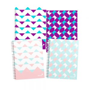 A5+ Twin Wire GeoPop Notebook 75gsm, 160 pages (PK4)