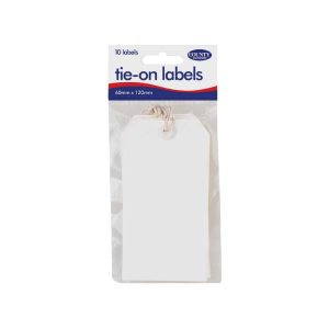 Parcel White Tie-on Strung Labels (10) (PK12)