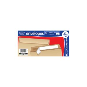 Peel Seal DL 110x229mm Manilla Brown Envelopes (50s) (PK20)